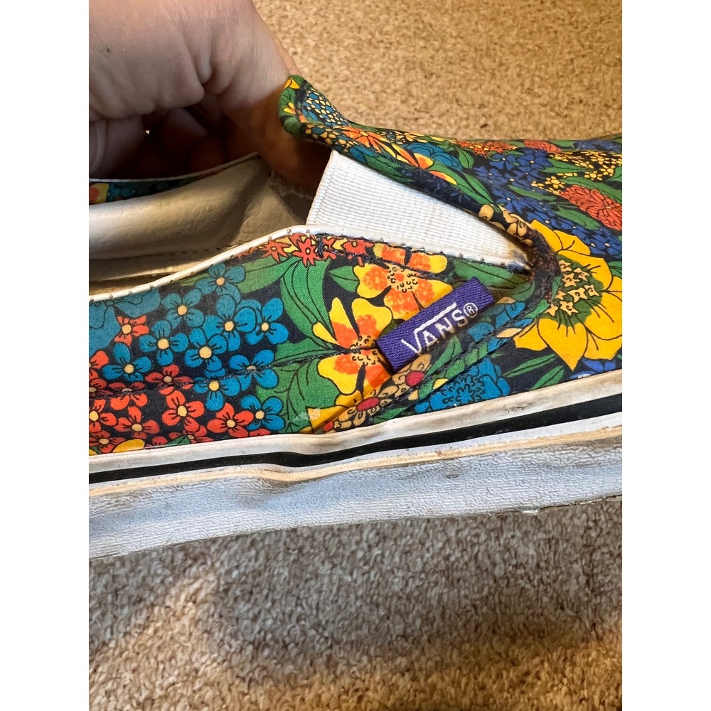 Vans Classic Slip On Floral Print Multi Color Canvas Sneakers Womens 9.5 Mens 8 - Picture 5 of 6